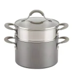 Circulon Elementum 3 Qt. Hard-Anodized Nonstick Covered Multipot with Steamer Insert, Oyster Gray thumbnail 1