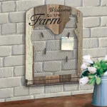 Stonebriar Collection 18 in. x 24 in. Brown Wooden Rooster Wall Decor with Metal Mesh Message Board thumbnail 1