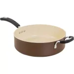 Ozeri Stone Earth 5.3 Qt. Aluminum Ceramic Nonstick Sauce Pan with Glass Lid, Coconut Brown thumbnail 5