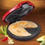 Nostalgia 900W Red Quesadilla Maker with Extra Stuffing Latch and Non-Stick Cooking Surface thumbnail 5