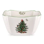 Spode Christmas Tree 10" Ceramic Large Square Serving Bowl, Porcelain thumbnail 2