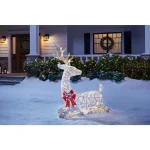 Home Accents Holiday 3.5 ft Polar Wishes White LED Lying Deer Yard Decoration thumbnail 3