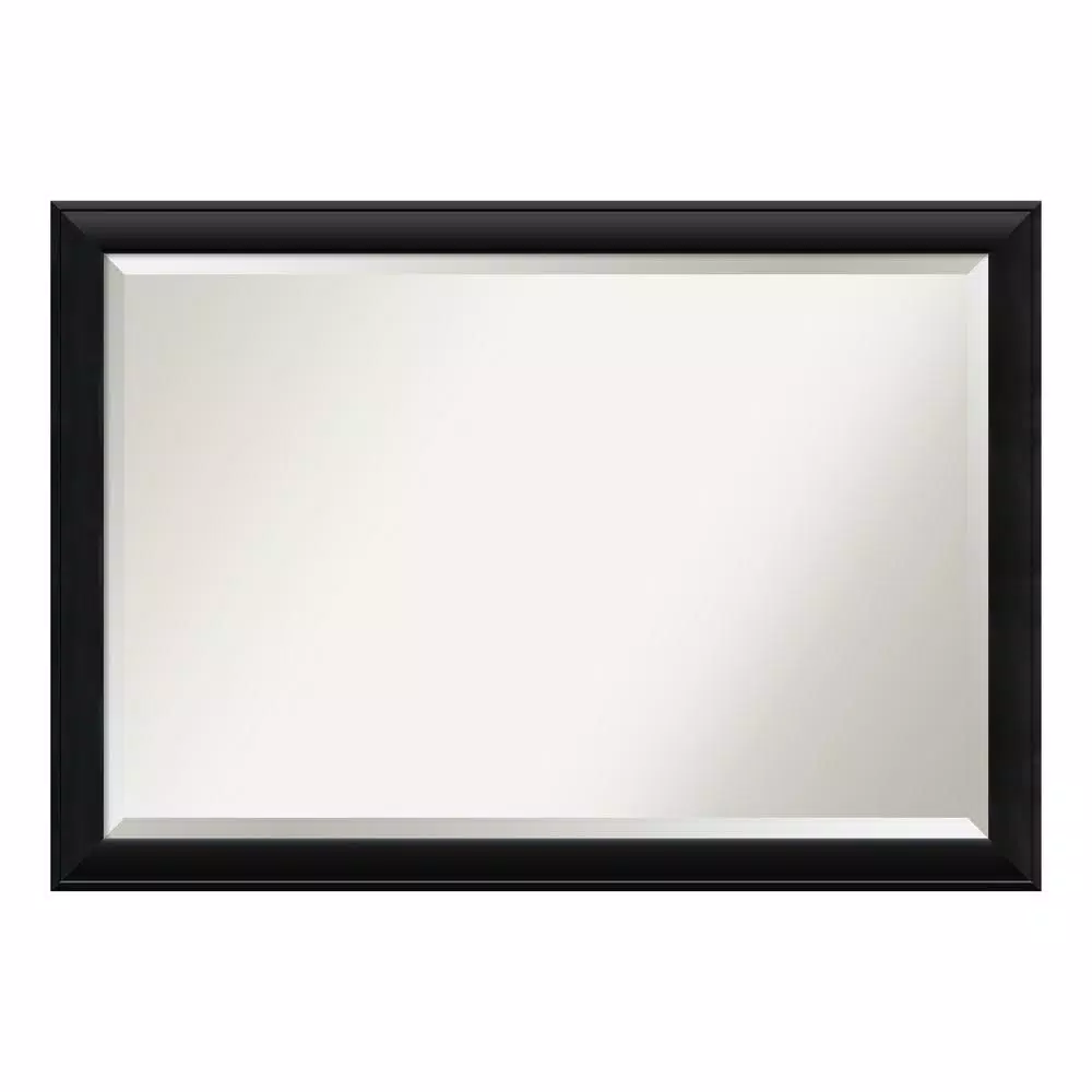 Amanti Art Nero 36 in. W x 24 in. H Rectangular Beveled Edge Black Wood Framed Bathroom Vanity Mirror
