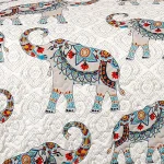 Lush Decor Hati Elephants Navy and Turquoise Sherpa Throw Blanket, Boho Animal Print thumbnail 3