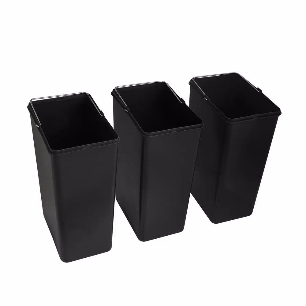 Step N' Sort 16 Gal. Stainless Steel 3-Compartment Open Top Trash and Recycling Bin with Removable Bins