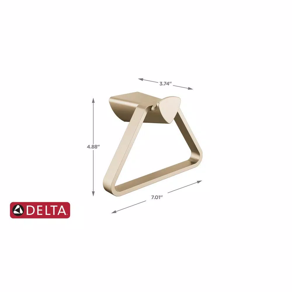 Delta Zura Champagne Bronze Towel Ring - Geometric Wall Mount Hand Towel Holder