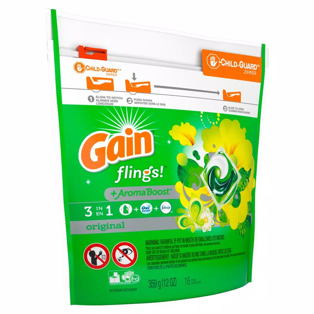 Gain Flings Original Scent Laundry Detergent Pods, 16-Count