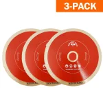 GRIP TIGHT TOOLS 4 in. Professional Continuous Rim Diamond Tile Cutting Blade for Porcelain, Ceramic, and Marble (3-Pack) thumbnail 1