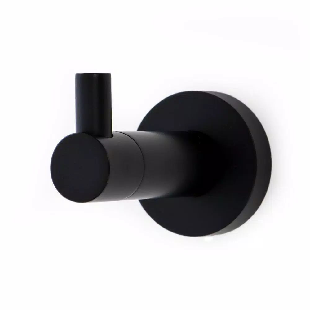 Italia Florence Wall Mounted Robe Hook - Matte Black Solid Brass