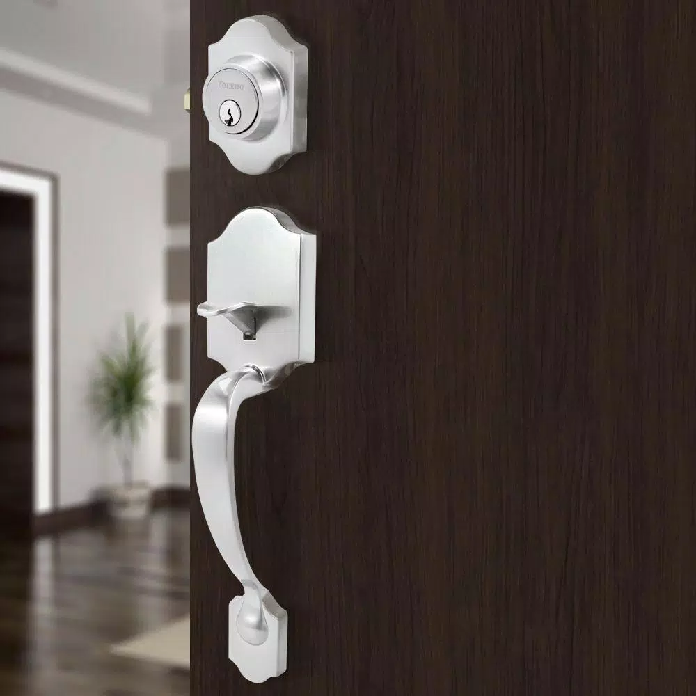 Toledo Fine Locks Cordoba Double Cylinder Satin Nickel Entry Handleset