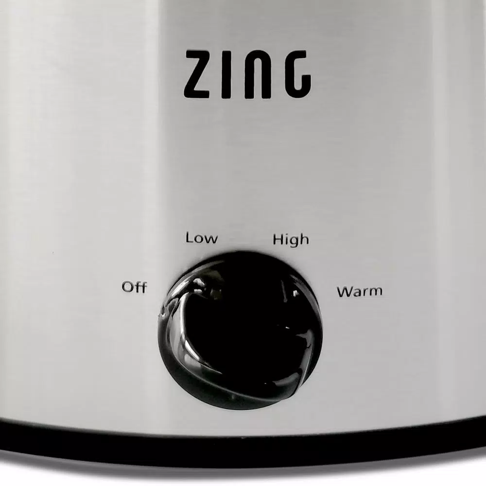 Zing 6 Qt Oval Stainless Steel Slow Cooker with Glass Lid and Removable Stoneware