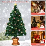 Costway 4 ft. Fiber Optic Pre-Lit Christmas Tree with Multi-Color LED Lights, Ornaments, and Gold Star thumbnail 4