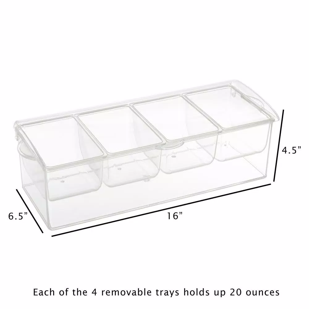 Classic Cuisine Cold Condiment Tray with Ice Chamber and Hinged Lid