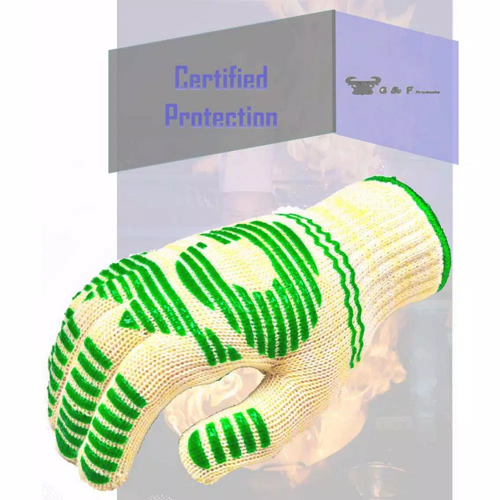 G & F Products DuPont Nomex and Kevlar Heat Resistant 5-Finger Oven Mitts