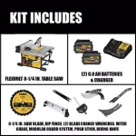DEWALT FLEXVOLT 60V MAX Cordless Brushless 8-1/4 in. Table Saw Kit with (2) 6.0 Ah Batteries thumbnail 2