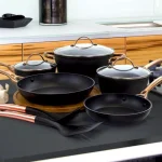Oster Allsberg 10-Piece Aluminum Nonstick Cookware Set with Bronze Handles, Black and Bronze thumbnail 11