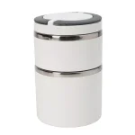 Kitchen Details White 2-Tier Round Twist Stainless Steel Insulated Lunch Box thumbnail 2