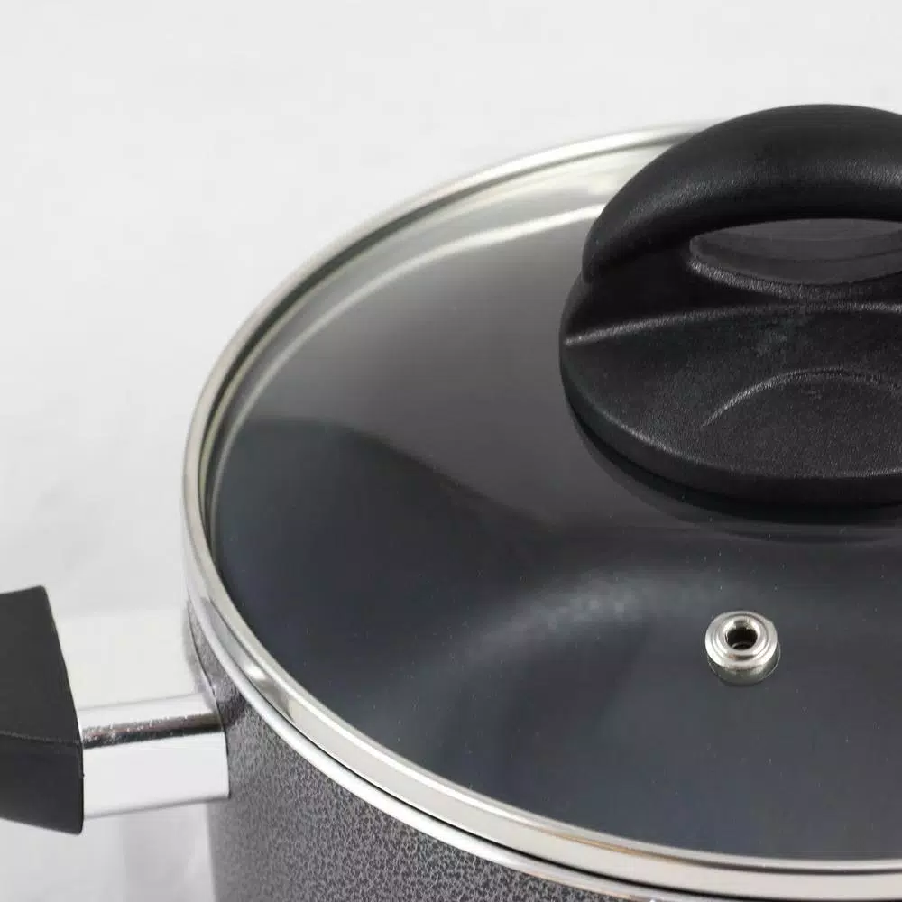 Oster Clairborne 2.5 qt. Aluminum Nonstick Sauce Pan with Glass Lid, Charcoal Grey