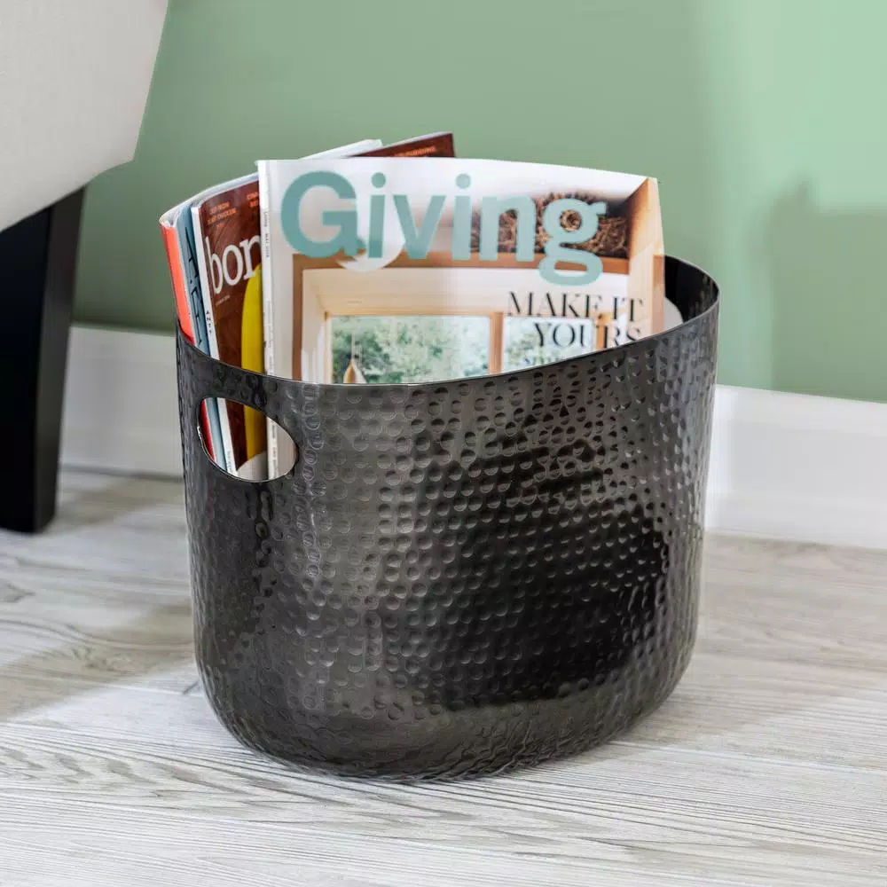 Honey-Can-Do Hammered Aluminum Beverage Tub with Handles - Glossy Black
