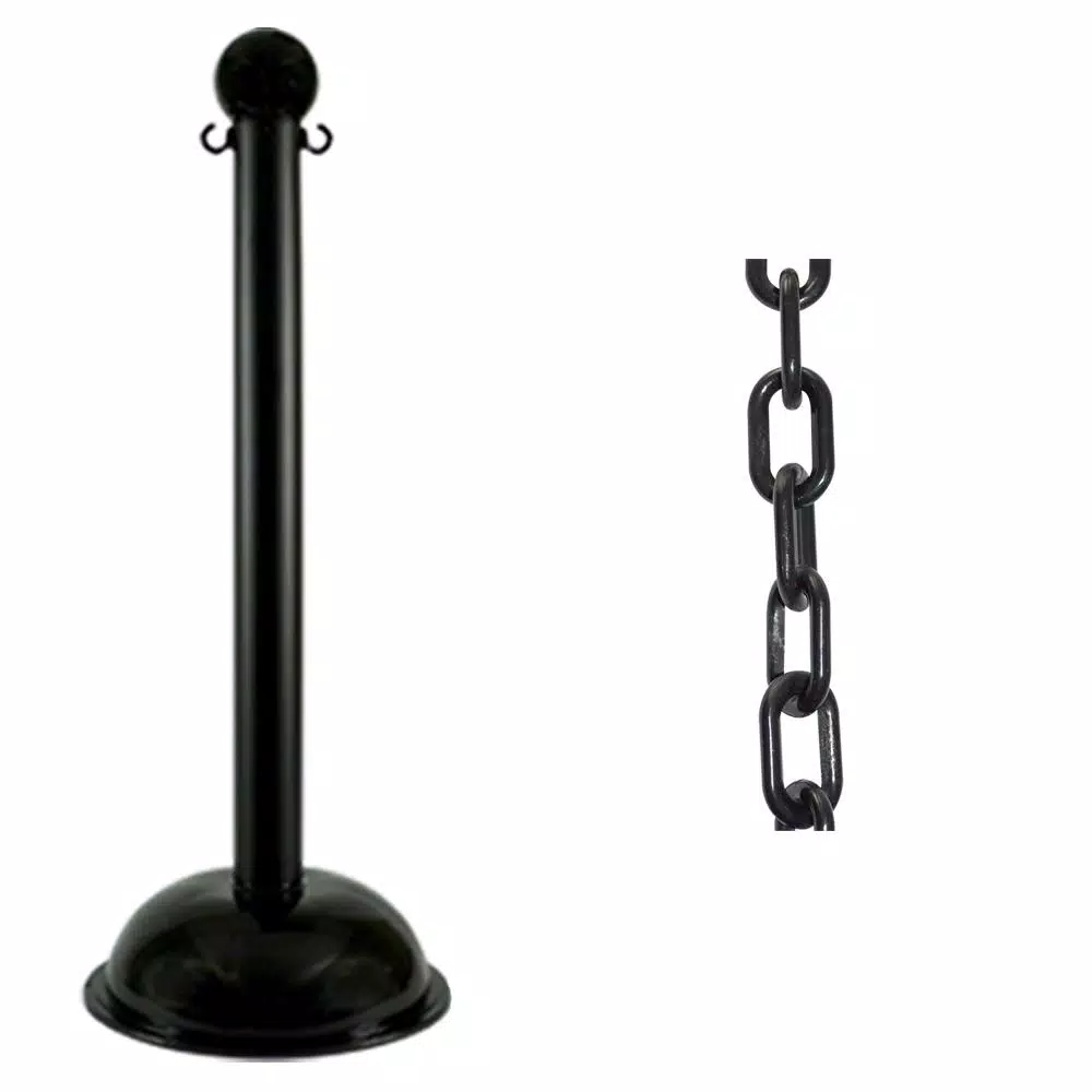 Mr. Chain Heavy-Duty Stanchion and Chain Kit, Black