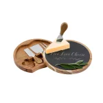 Cathy's Concepts Live Love Cheese 5-Piece Acacia Wood and Natural Slate Cheese Board Set with Utensils thumbnail 1