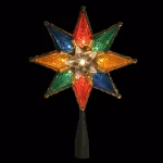 Northlight 8 in. Multi-Color Mosaic 8-Point Star Christmas Tree Topper with Clear Lights thumbnail 2