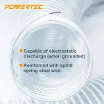POWERTEC 4 in. x 10 ft. Flexible PVC Dust Collection Hose with 2 Stainless Steel Key Clamps, Clear thumbnail 6