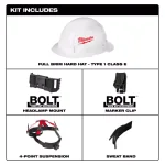 Milwaukee BOLT White Type 1 Class E Full Brim Hard Hat thumbnail 3