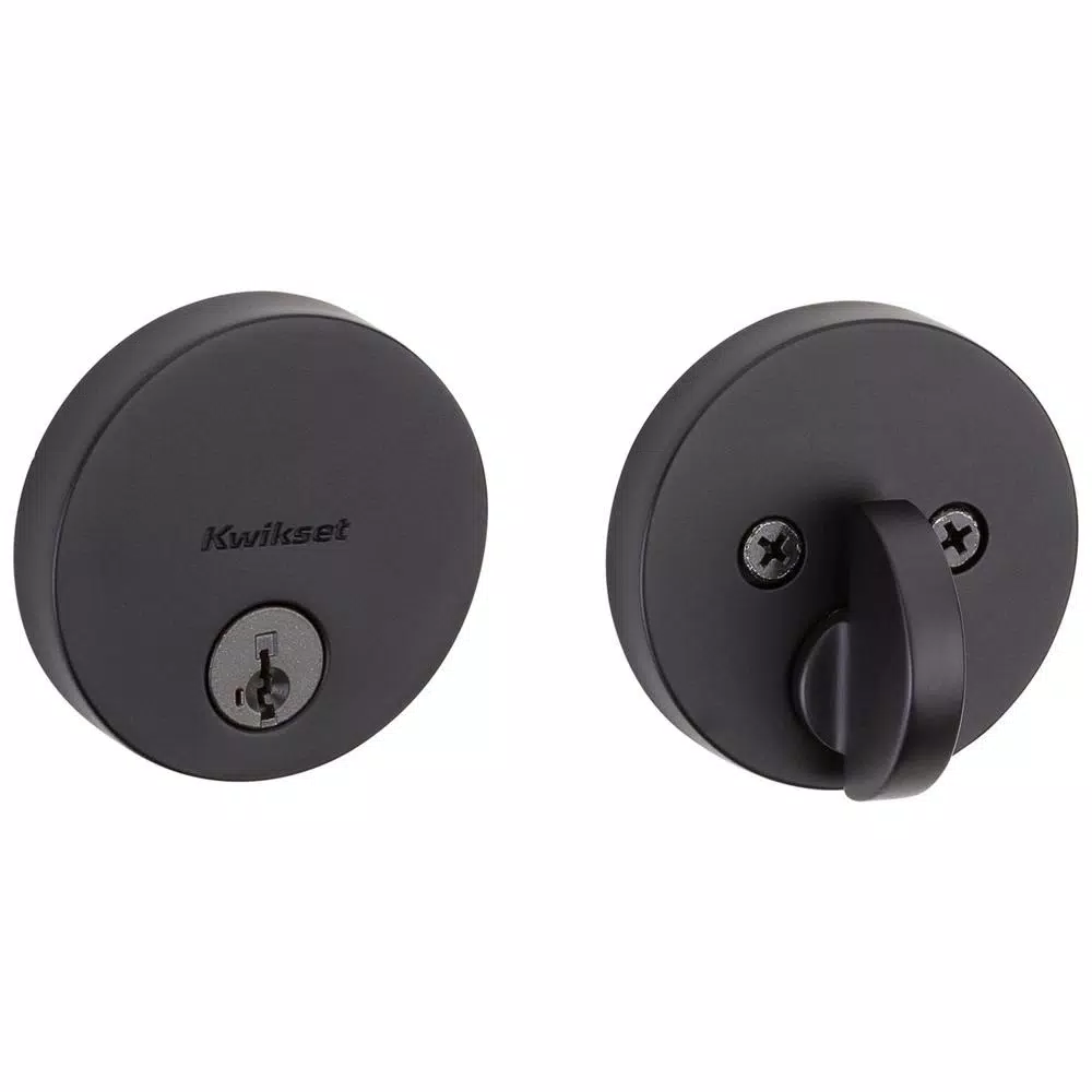 Kwikset Uptown Single Cylinder Deadbolt, Matte Black, SmartKey Security, ANSI Grade 1