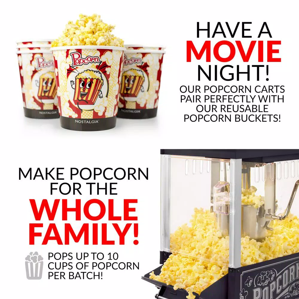 Nostalgia 390-Watt Black Kettle Popcorn Maker with 2.5 oz. Stainless Steel Kettle