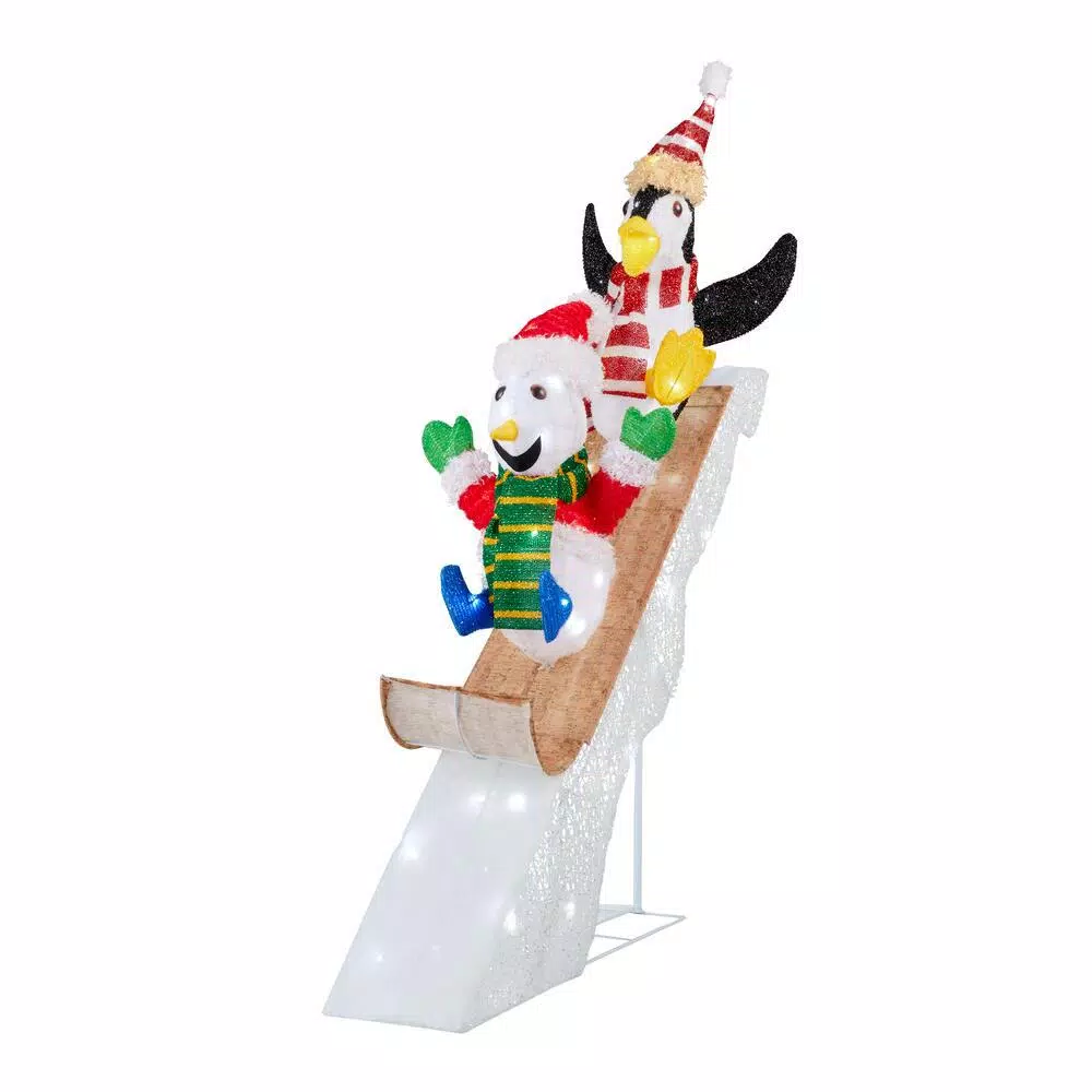 Home Accents Holiday 4 ft LED Penguin and Skating Snowman Yard Decoration