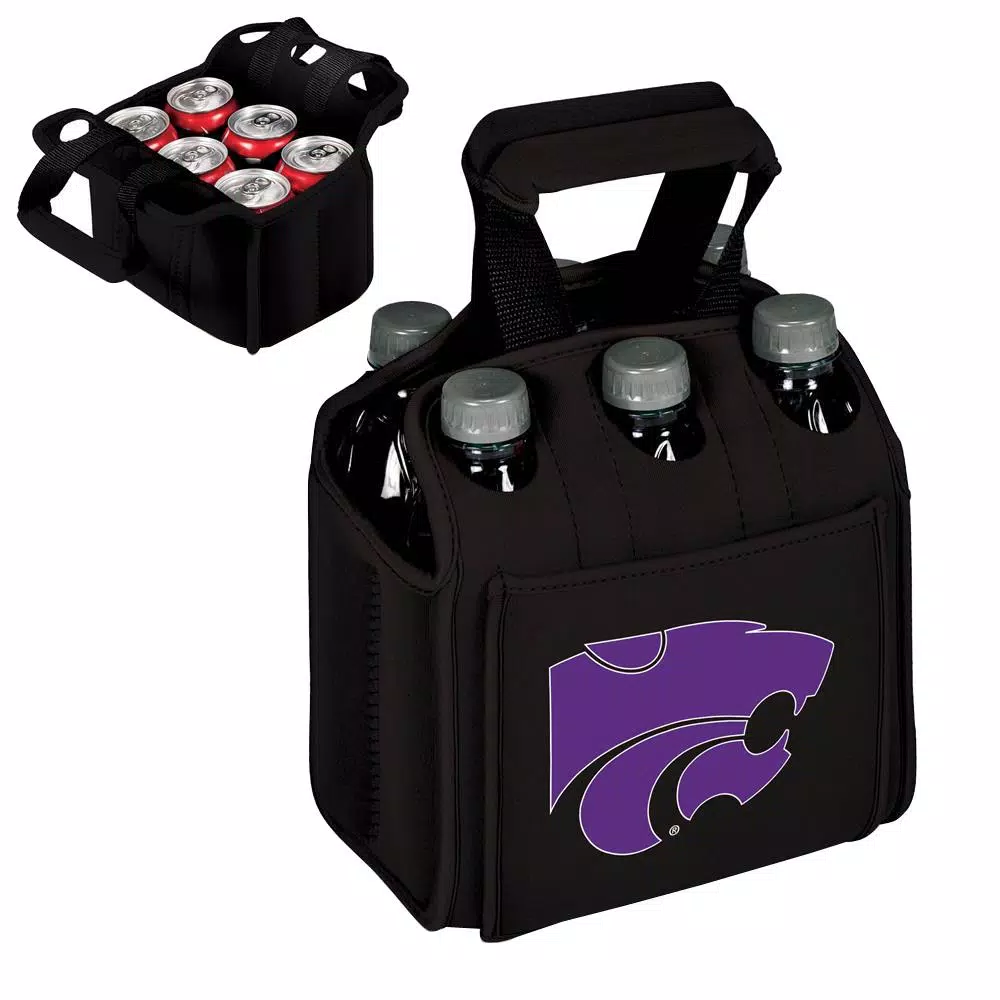 Picnic Time Kansas State University Wildcats 6-Bottle Insulated Neoprene Beverage Carrier, Black