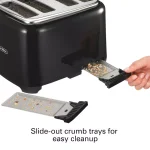 Proctor Silex 4-Slice Black Wide Slot Toaster with Crumb Tray and Toast Boost thumbnail 2