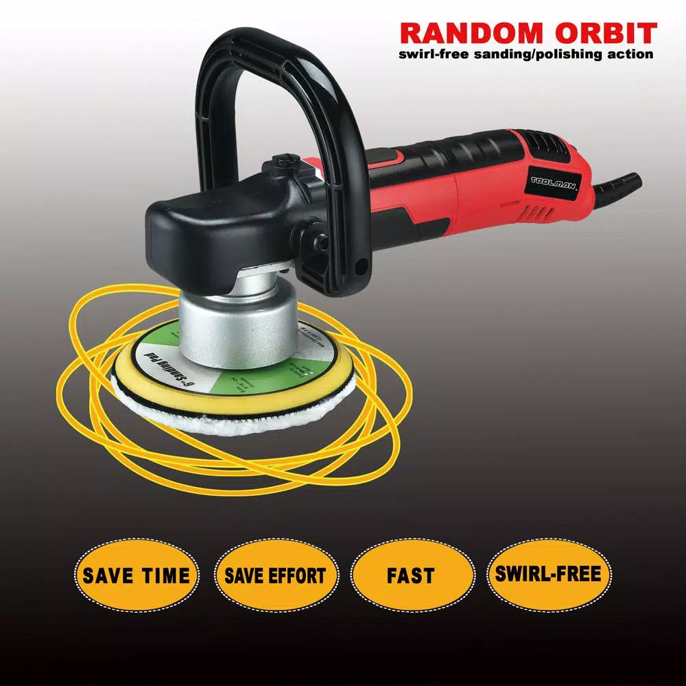 Boyel Living 6 in. Corded Orbital Sander and Polisher, 6 Amp, 6-Speed Variable RPM, 2500-6500 RPM