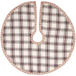 VHC Brands Amory 21 in. Ivory White Plaid Cotton Christmas Tree Skirt thumbnail 1