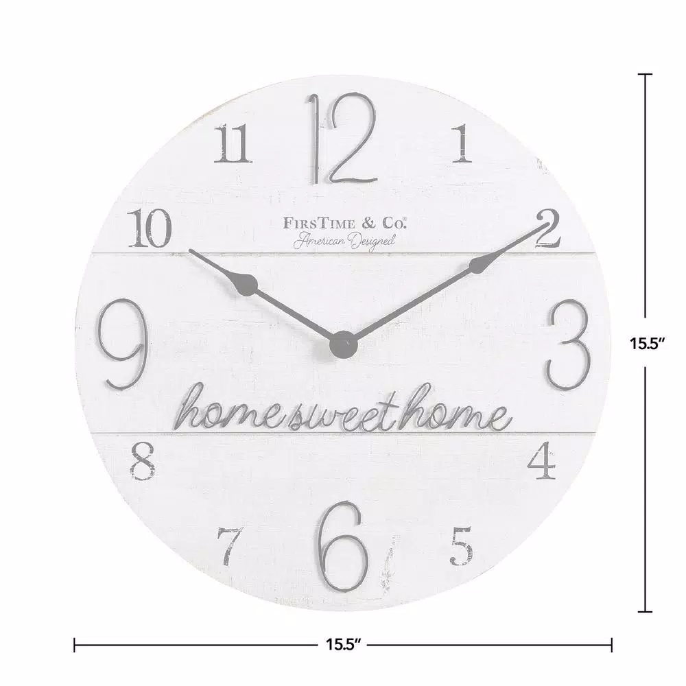 FirsTime & Co. FirsTime and Co. Home Sweet Home Farmhouse Shiplap Wall Clock, 15.5 in.