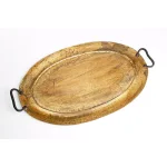 Abigails Gold Oval Metal Serving Tray with Handles, Small thumbnail 1