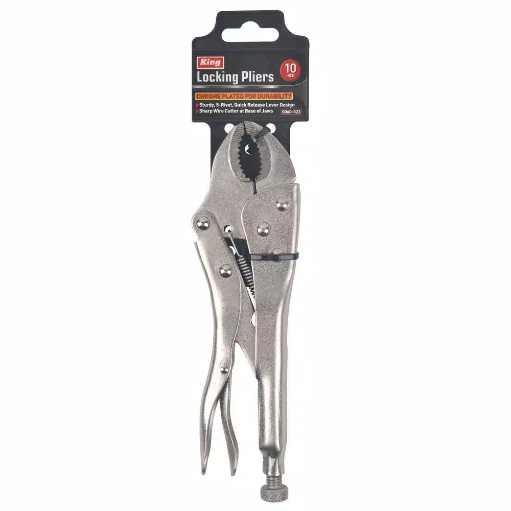 KING 10 in. Curved Jaw Locking Pliers with Wire Cutter