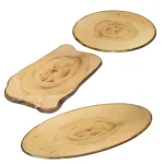 Honey-Can-Do 3-Piece Rustic Melamine Serving Tray Set, Wood-Like Finish, Assorted Shapes thumbnail 1