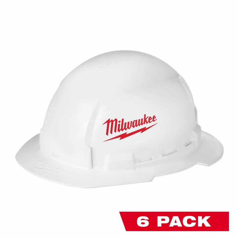 Milwaukee BOLT White Type 1 Class E Full Brim Hard Hat (6-Pack)