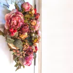 Nearly Natural 24 in. Red Peony Hydrangea Wreath with Berries and Greenery thumbnail 4