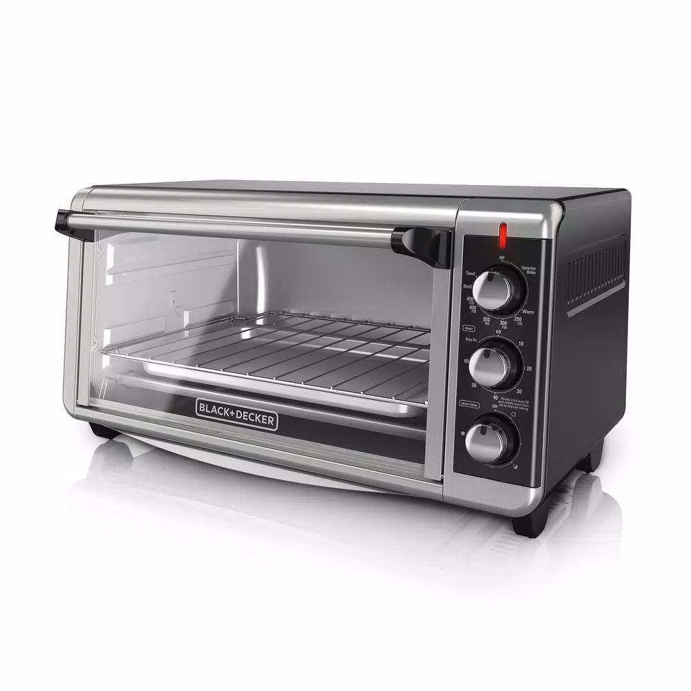 BLACK+DECKER 1500W 8-Slice Stainless Steel Convection Toaster Oven with Broiler