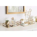 Kate and Laurel Felicia Gold Mirrored Metal Nesting Tray Set - Decorative Rectangular Trays for Home Decor thumbnail 7
