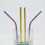 ExcelSteel 10-Piece Rainbow Stainless Steel Reusable Straw Set with Cleaning Brushes thumbnail 4