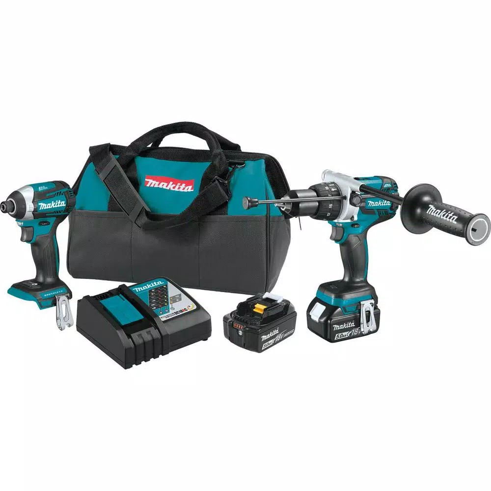 Makita 18V LXT Brushless Cordless 2-Piece Combo Kit (Hammer Drill & Impact Driver) with 5.0 Ah Battery