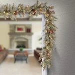 Unbranded 9 ft. Dunhill Fir Artificial Garland with 50 Clear Lights, Red Berries, and Pine Cones thumbnail 2