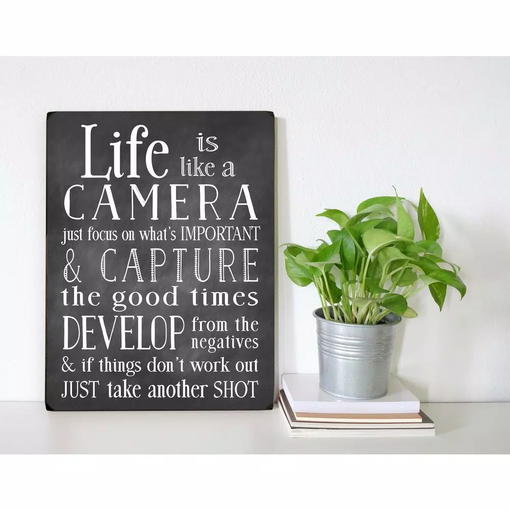 Unbranded Nancy Anderson "Life Is Like A Camera" 9 x 12 in. Wood Wall Art Sign