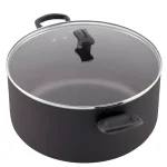 Farberware 10.5 Qt. Aluminum Nonstick Stock Pot with Glass Lid, Black thumbnail 1