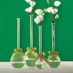 Two's Company Hand-Blown Glass Cylinder Vase Set with Sage Green Ribbon, 4-Piece Assorted Sizes thumbnail 1