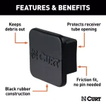 CURT 2" Rubber Trailer Hitch Receiver Tube Cover, Black thumbnail 3